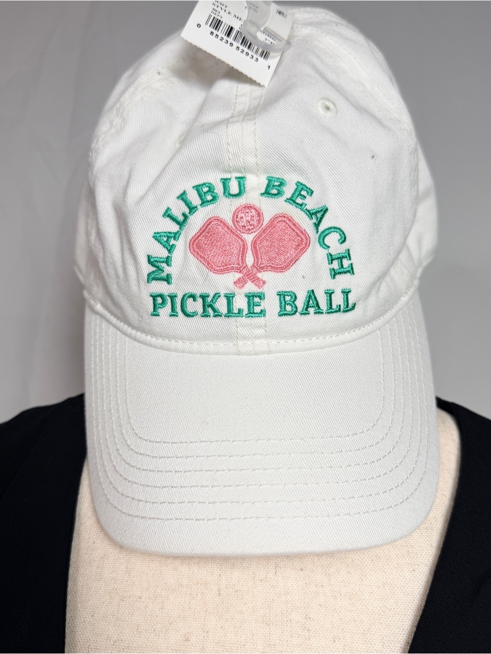 Mighty Fine Malibu Beach White Hat‎ pickle ball Embroidery,Sporty, Athletic, NWT